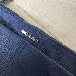 Roots Navy Blue Textured Leather Crossbody